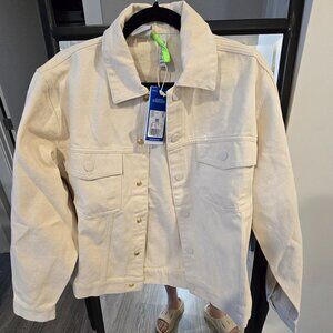Adidas X KSENIASCHNAIDER 3-Stripe Denim Jacket Women's Size XS NATURAL TAN NEW